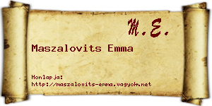 Maszalovits Emma névjegykártya